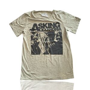 Asking Alexandria Women’s Army Green/ Beige Graphic Band Tee: Screamo: Band Tee